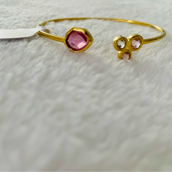 TALIA NWT Gold Crystal Cuff Bracelet with Pink & Clear Crystals - Picture 2 of 13